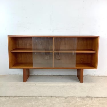 Scandinavian Modern Glass Front Bookcase Topper 