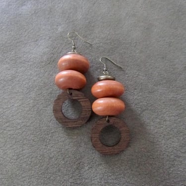 Bold wooden Afrocentric geometric earrings 4 