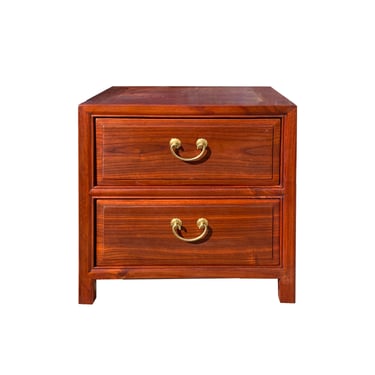 Oriental Brown Stain 2 Drawers End Table Nightstand Cabinet cs7250E 