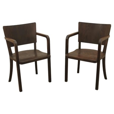 Bentwood Writing Desk Armchairs, 1950s, Czechoslovakia 