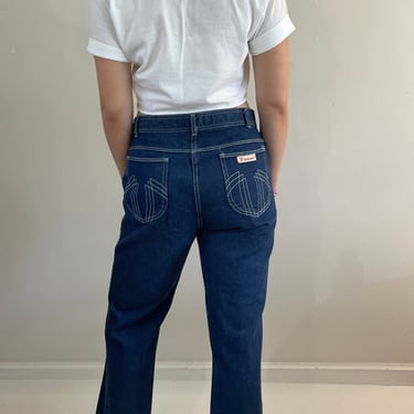 vintage 90s Pizzazz high waisted dark wash wide leg zipper disco jeans size 30