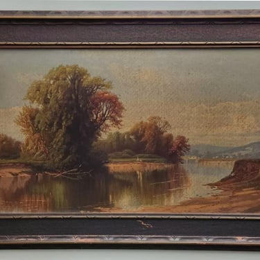 Louis Prang's American Chromos "Early Autumn On Esopus Creek" Kingston, N.Y., made in Boston late 1800's 