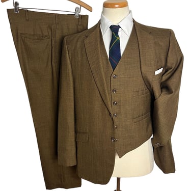 Vintage 1960s 3pc Wool Sack Suit ~ 40 Short ~ vest / waistcoat ~ pants / jacket / sport coat ~ Preppy / Ivy / Trad / Mod 