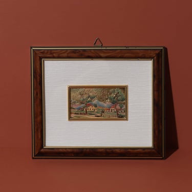 Vintage Framed Mini Landscape Art, Miniature Chromolithography Wall Art, Vintage Creazioni Artistiche Serie Oro 
