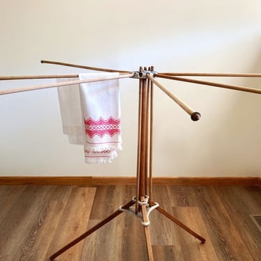 rustic antique wood laundry rack 12 arm umbrella style 