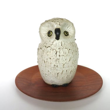 Large Brutalist Studio Pottery Owl Sculpture, Mid Century Signed Ceramic Owl Sculpture From Canada 