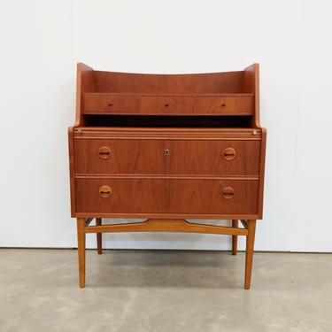 Vintage Danish Mid Century Modern Teak Secretary Desk 