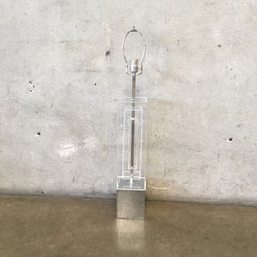 MCM Acrylic Chrome Table Lamp (No Shade)