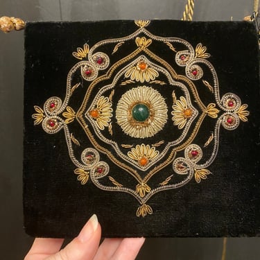 vintage zardozi embroidered velvet shoulder bag, made in india, envelope purse, ethnic boho 