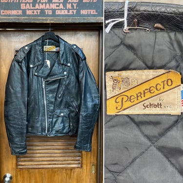 Vintage 1950s Schott Perfecto Leather Moto Jacket - Men's XS