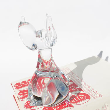 Vintage Glass Dog Figurine, Vintage Home Decor, Glass Animal Paperweight 