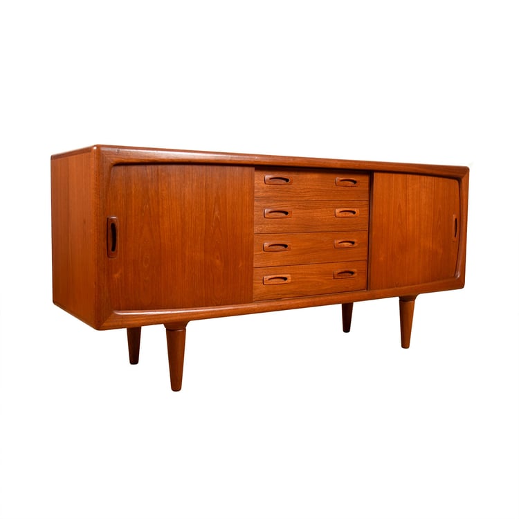 H.P. Hansen 67&#8243; Danish Teak Sideboard w. Sliding Doors