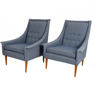 Pair of High Back Lounge Chairs