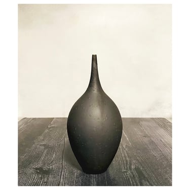SHIPS NOW- Stoneware Teardrop Bottle Glazed in Slate Matte Black by Sara Paloma 