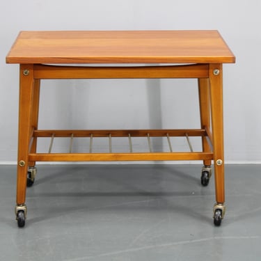 1960s Teak Side Table on Wheels, Denmark 