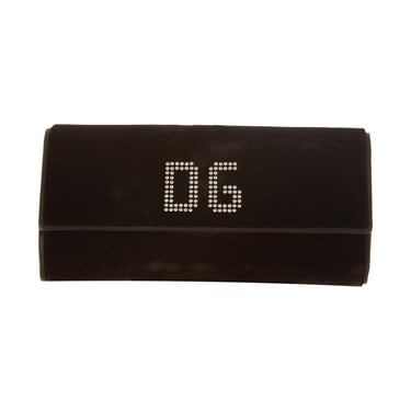 Dolce &amp; Gabbana Black Rhinestone Logo Jewelry Case