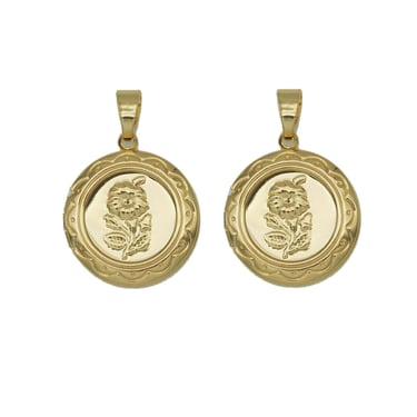 Lockets Rose Flower On Round Pendant, Sku#FH190