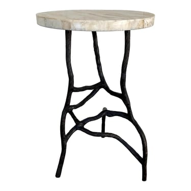 Made Goods Modern Crystal Stone Finished Genevier Side Table