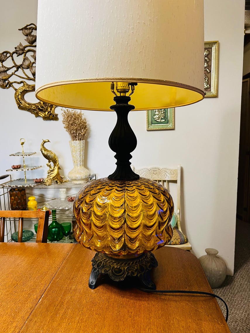 Vintage Glass Lamp Art Deco Hollywood Regency | OrWa Designs | Toledo, WA