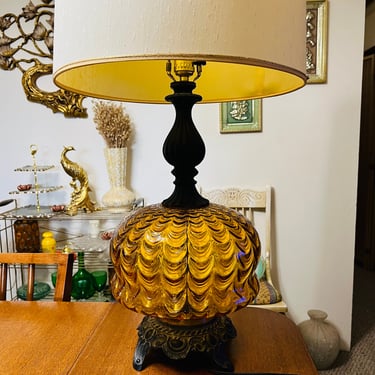 Vintage Glass Lamp Art Deco Hollywood Regency 