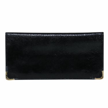Gucci - Black Leather Vintage Wallet w/ Sterling Silver Corners