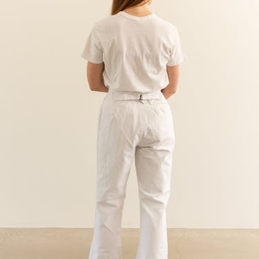 Vintage 27 Waist Buckleback White Cotton Sailor Pants | 30s 40s High Rise Workwear Pant Trouser | 