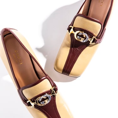 GUCCI Maroon  GG Monogram 70's Inspired Heeled Loafer (Sz. 37)