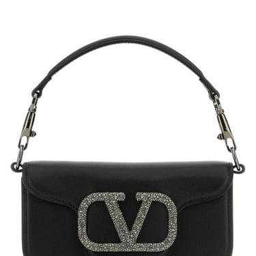 Valentino Garavani Woman Black Leather Small Locã² Handbag