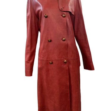 Red Leather Burberry Prorsum Trench Coat