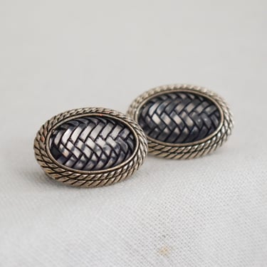 1980s/90s Oval Herringbone Clip Earrings 