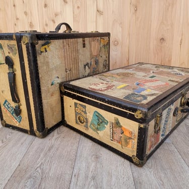 Vintage Trunk Style Travel Luggage - Set of 2