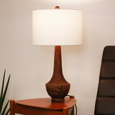 Walnut Bell Modern Table Lamp | Mid-Century Side Light 