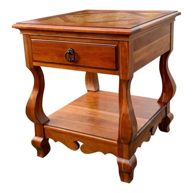 Harden Solid Cherry and Burled Wood Rustic Oversized End Table 