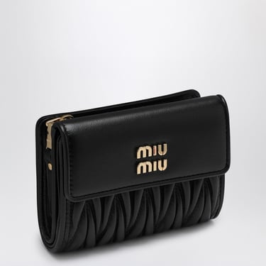 Miu Miu Black Matelassé Leather Small Wallet Women