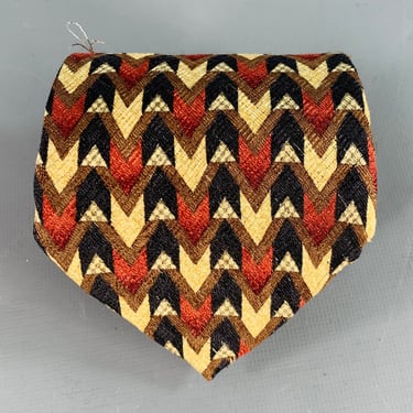 ERMENEGILDO ZEGNA Black Multi Color Abstract Silk Tie