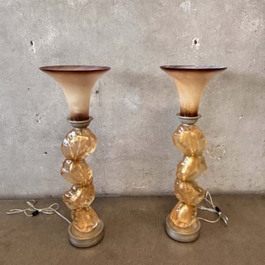 Pair of Resin and Gold Lamps from Lam Lee Group Dallas, 1990s