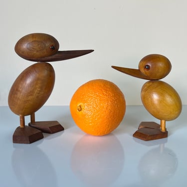 Mid-Century Hans Bolling - Style Modernist Teak Duck Sculptures a Pair 