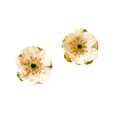The Pink Reef Ivory Hand Cut Floral Studs
