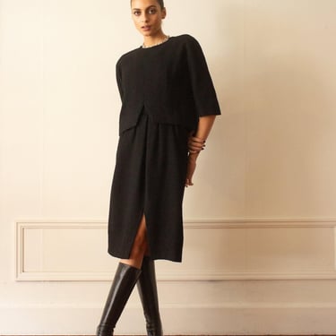 RARE 1960s Michel Goma Black Boucle Dress Co-Ord 