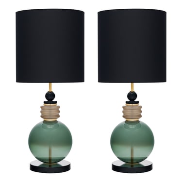 Modernist Green Murano Glass Lamps