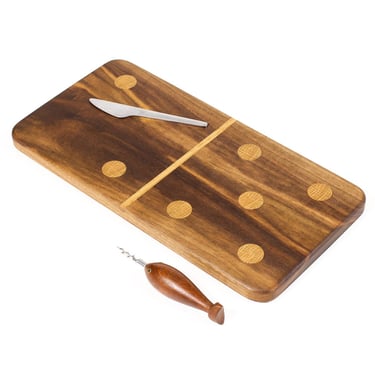 Oversized Modernist Domino Serving / Cheese Board — Walnut + White Oak — 5 / 2 