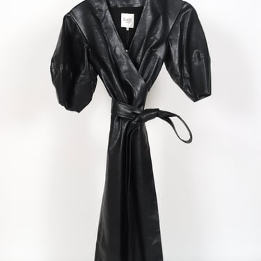 Freya Vegan Leather Wrap Dress - Black