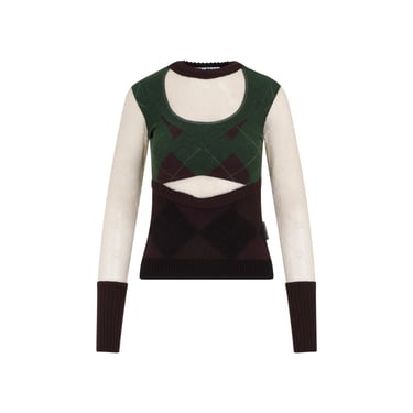 Marine Serre Women Marine Serre Regenerated Lozenge Knit Crewneck Pullover