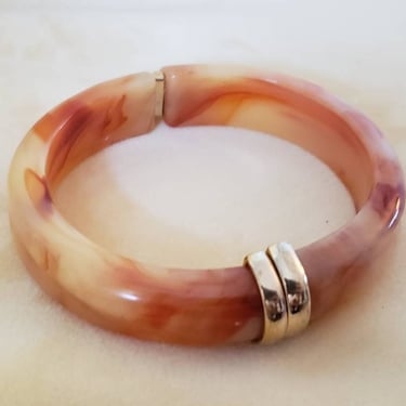 Vintage AVON Bracelets  marbled lucite bangle bracelet Copper color jewelry 
