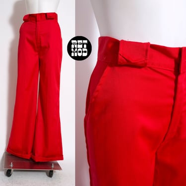 SO GOOD Vintage 70s 80s Red High-Waisted Wide Leg Pants 
