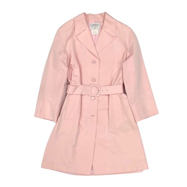 Chanel Pink Logo Button Trench Coat