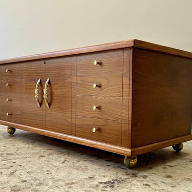 Vintage 1960s Mid Century Modern Walnut Low Profile Storage Cabinet 