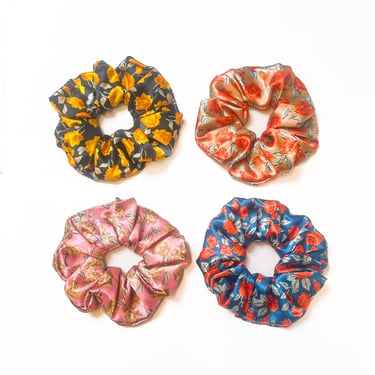 GIANT Satin Scrunchies - Floral Summer Print / Sleep / Gift / Bachelorette / Pink / Red / Blue / Gold 