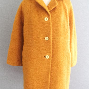 Mustard Please - Circa 1960s - Mod Lines - Textured Wool Coat - by Winner's -  Estimated S/M 