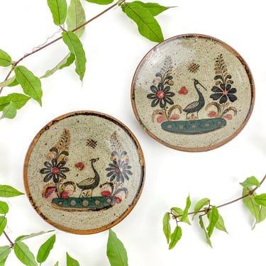 Vintage Handmade Tonala Pottery Plates | Mexican Pottery | Folk Art 